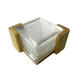 Acrylic Coaster Tea Mat Set Wood Stand (0550)