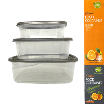 Appollo Crisper Food Container Grey 3Pcs