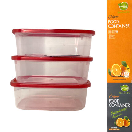 Appollo Crisper Food Container Red 1000Ml 3Pcs