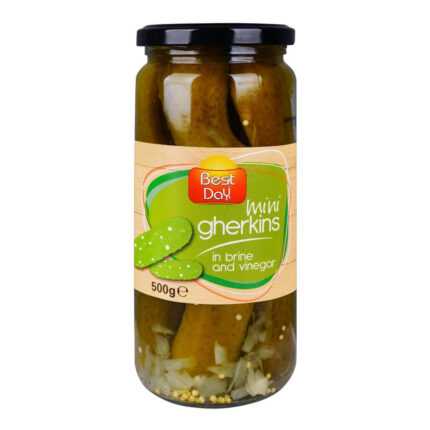 Best Day Mini Gherkins In Brine And Vinegar 500G