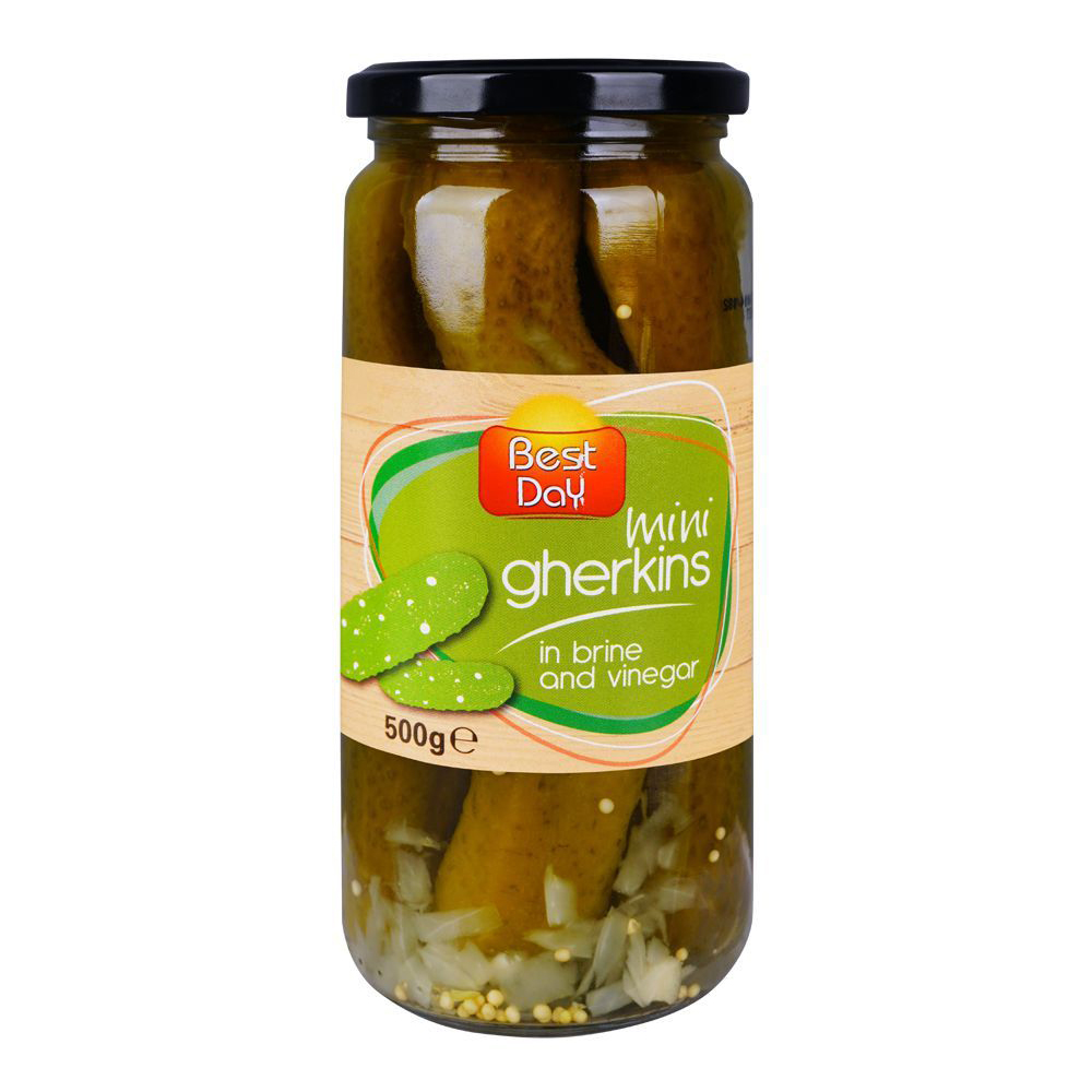 Best Day Mini Gherkins In Brine And Vinegar 500G Best Day Mini Gherkins In Brine And Vinegar 500G