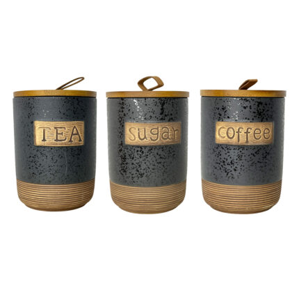 Chini Set Of 3 Canister Black
