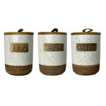 Chini Set Of Three Canister White (Coffee+Sugar+Tea)