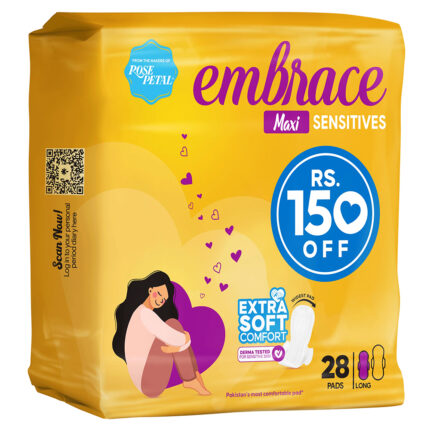 Embrace Sensitive Maxi Pads Extra Long Value Pack 26-Pack Rs.150_- Off