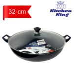 Kitchen King Classic Wok With Glass Lid 32Cm (Kk7021632)