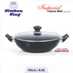 Kitchen King Classic Wok With Glass Lid 34Cm (Kk7021634)