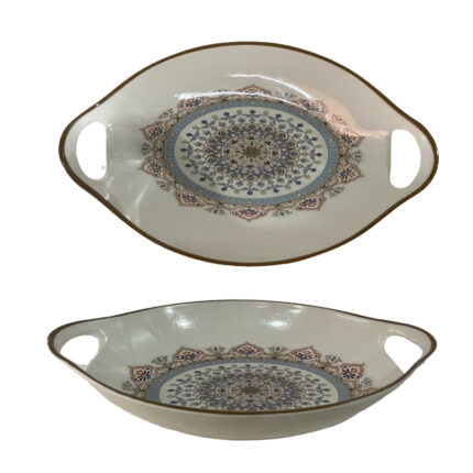 Melamine Broast Tray Brown Border (0420)