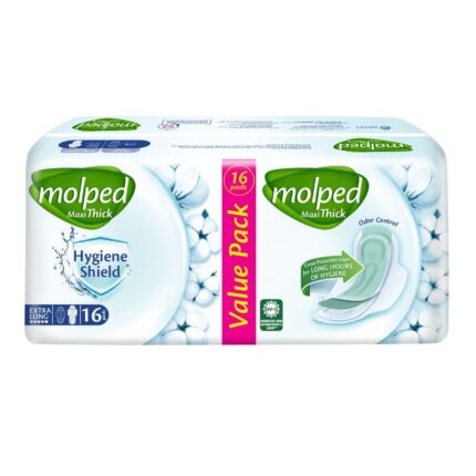 Molped Maxi Thick Hygiene Shield Extra Long 16 Pads Value Pack