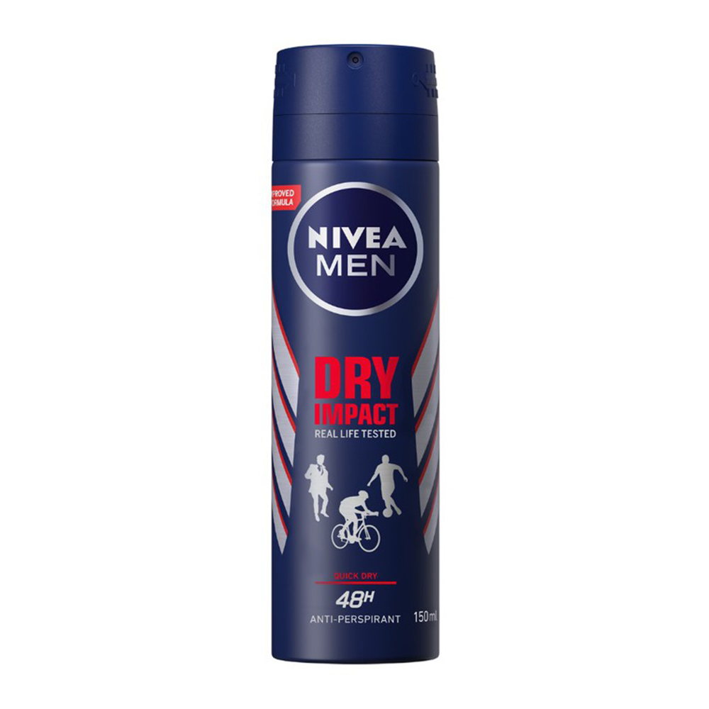 Nivea Men 48H Dry Impact Quick Dry Anti-Perspirant Deodorant Body Spray 150Ml Nivea Men 48H Dry Impact Quick Dry Anti-Perspirant Deodorant Body Spray 150Ml
