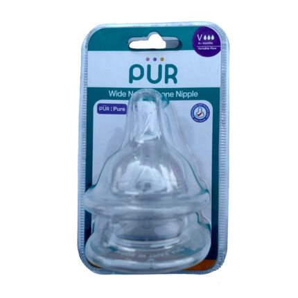 Pur Wide Neck Silicone Nipple Variable 3+ Month Variable Flow 2Pcs