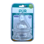 Pur Wide Neck Silicone Nipple Medium 3-6 Month Medium Flow 2Pcs