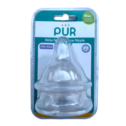Pur Wide Neck Silicone Nipple Medium 3-6 Month Medium Flow 2Pcs