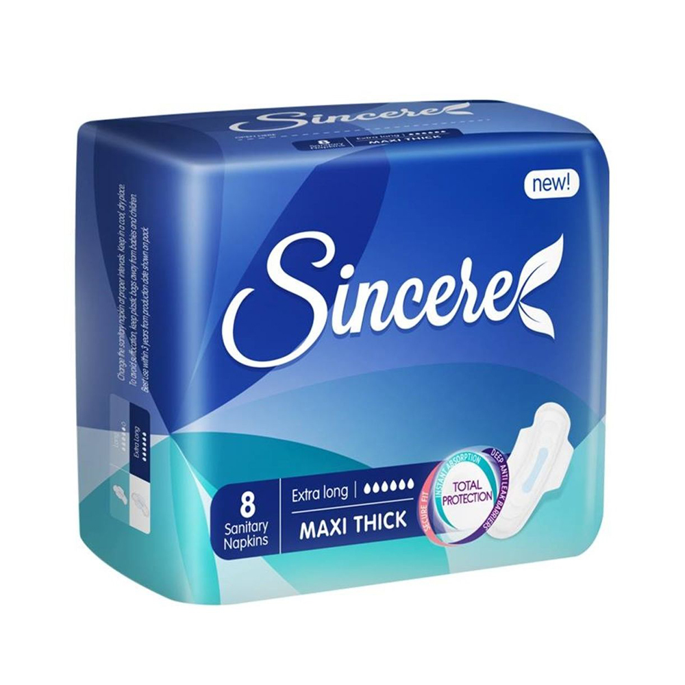 Sincere Maxi Thick Extra Long Sanitary Napkins 8-Pack Sincere Maxi Thick Extra Long Sanitary Napkins 8-Pack