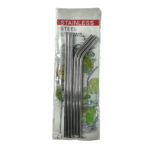 Stainless Steel Straw Metal Silver 6P (S-1015)