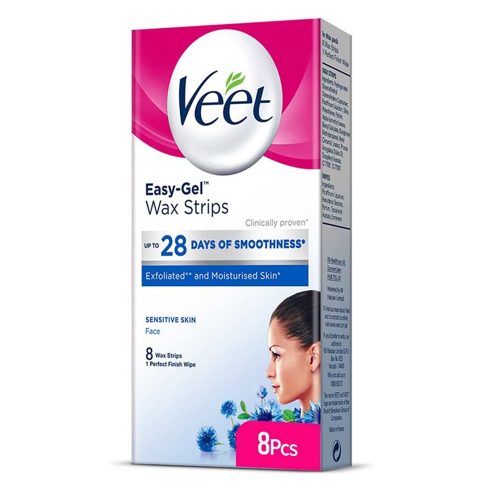 Veet Easy-Gel Face Wax Strips For Sensitive Skin 8-Pack Veet Easy-Gel Face Wax Strips For Sensitive Skin 8-Pack