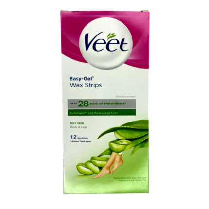 Veet Easy-Gel Wax Strips For Dry Skin With Aelo Vera 12 Strips