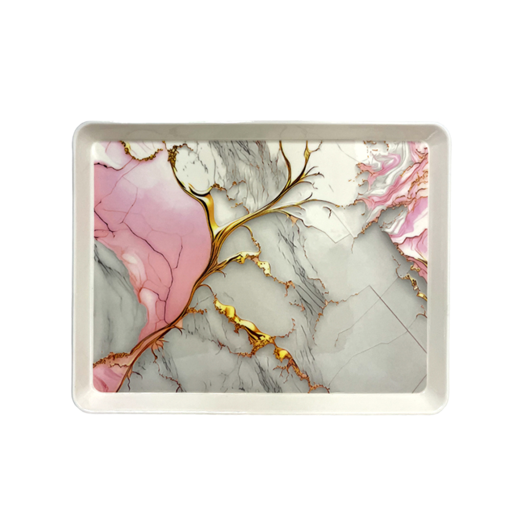 Flower Melamine Pinkish Tray L Flower Melamine Pinkish Tray L
