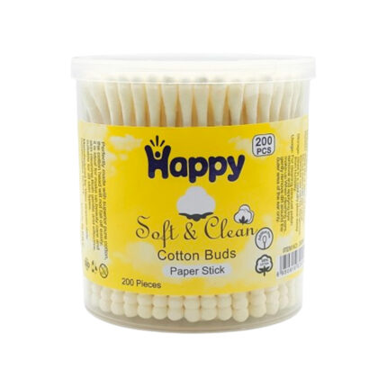 Happy Safe & Clean Cotton Buds Paper Stick 200Pcs Box